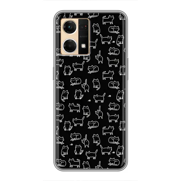 Чехол с рисунком «Котики на черном» для OPPO Reno7 4G Чехол с рисунком «Котики на черном» для OPPO Reno7 4G