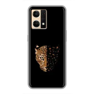 Чохол з леопардовим принтом на Oppo Reno7 4G (Леопард на чорному)