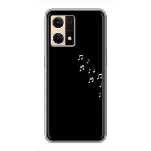 Чехол с картинками на черном фоне для Oppo Reno7 4G (Ноты)