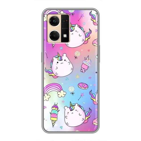 Чехол с рисунком «Радуга и Единорог» для OPPO Reno7 4G