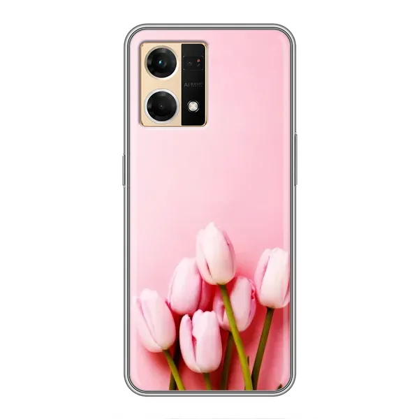 Чехол с рисунком «Розовые тюльпаны» для OPPO Reno7 4G