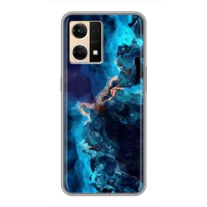 Чохли з тематикою "Мрамор" на Оппо Рено 7 (4G) (Синиій мрамор)