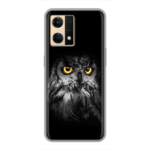 Чехол с рисунком «Сова на чёрном» для OPPO Reno7 4G Чехол с рисунком «Сова на чёрном» для OPPO Reno7 4G