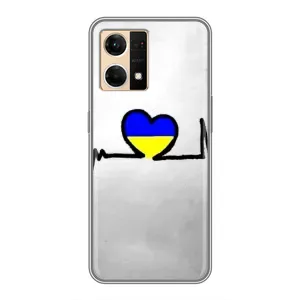 Силиконовый Чехол на Oppo Reno7 4G (Я-Украина) (Украинская кардиограмма)