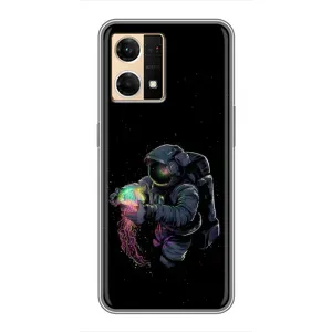 Силіконовый Чохол з принтом "Космонавти" на Oppo Reno7 4G (В руках земля)