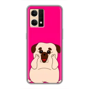 Чехол (ТПУ) Милые собачки для Oppo Reno7 4G (Веселый Мопсик)