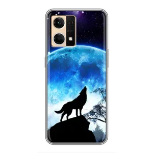 Чехол с Волком на Oppo Reno7 4G (Воет на луну)