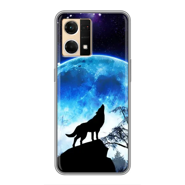 Чехол с рисунком «Воет на луну» для OPPO Reno7 4G Чехол с рисунком «Воет на луну» для OPPO Reno7 4G