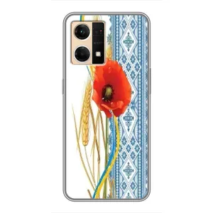 Силиконовый Чехол на Oppo Reno7 4G с картинкой Вышиванки (Вышиванка с цветком)