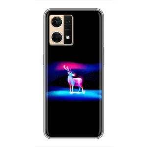 Силиконовый бампер с картинкой животных для Oppo Reno7 4G (Яркий олень)