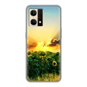 Чехлы с картинкой Подсолнухов для Оппо Рено 7 (4G) (Закат Солнца)