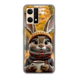 Печатный чехол «Зверята с кофе» для Oppo Reno7 4G (Зайчик с кофе)