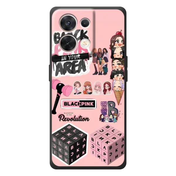 Чехол с рисунком «BLACK PINK коллаж» для OPPO Reno 8 5G