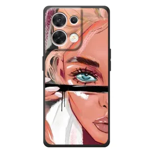 Силіконовый Чохол на OPPO Reno 8 5G з картинкой Модных девушек (Дівчина та вії)