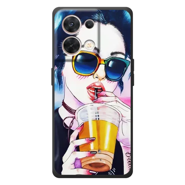 Чехол с рисунком «Девушка с коктейлем» для OPPO Reno 8 5G Чехол с рисунком «Девушка с коктейлем» для OPPO Reno 8 5G