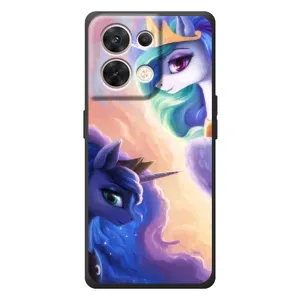 Чехол Unicorn на OPPO Reno 8 5G (Единорожки на тучках)
