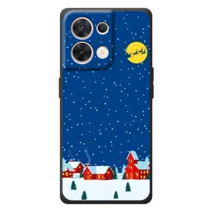 Силиконовый бампер на рождество для OPPO Reno 8 5G (Город в снегу)