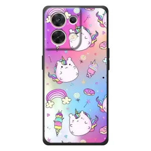 Чехол Unicorn на OPPO Reno 8 5G (Радуга и Единорог)
