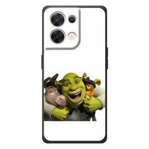 Печатный чехол с принтом Шрек для OPPO Reno 8 5G (Шрек осел и кот)
