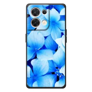 Силиконовый бампер с принтом (цветочки) на ОПО Reno 8 5G (Синие цветы)