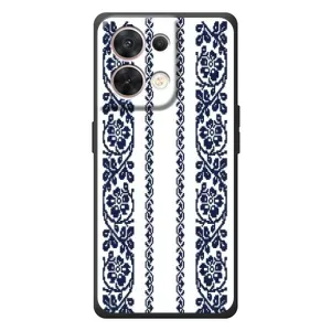 Силиконовый Чехол на OPPO Reno 8 5G с картинкой Вышиванки (Синяя вышиванка)
