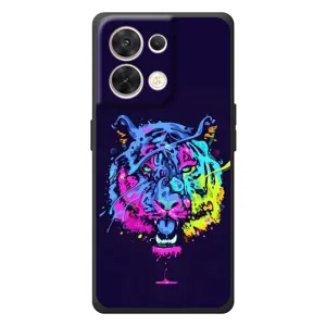 Силиконовый бампер с картинкой животных для OPPO Reno 8 5G (Тигр-Арт)