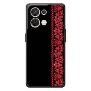 Силиконовый Чехол на OPPO Reno 8 5G с картинкой Вышиванки (Вышиванка на черном)