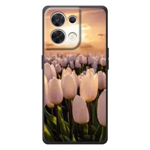 Чехлы с картинкой (Тюльпаны) на ОПО Reno 8 5G (Закат с цветами)