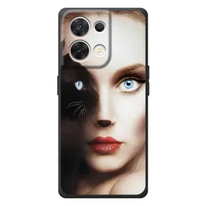 Бампер с изображением Котиков для ОПО Reno 8 5G (Женщина кошка)