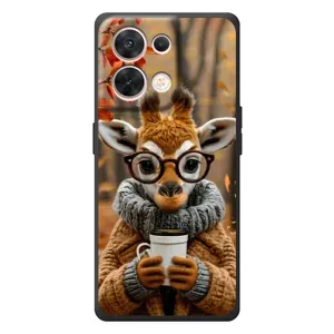 Печатный чехол «Зверята с кофе» для OPPO Reno 8 5G (Жираф с кофе)