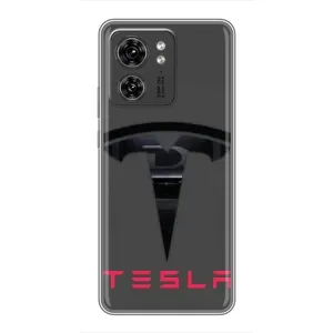 Силиконовый бампер с картинкой машины на OPPO Reno 8 Pro 5G (Logo TESLA)