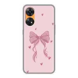Чехол банты для Oppo Reno 8T (Бант на розовом)