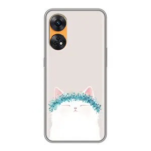 Чехол на тематику: Коты для OPPO Reno 8T (Белый котик)