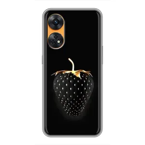 Чехол с изображением вкусной еды для Oppo Reno 8T (Чёрная клубника)