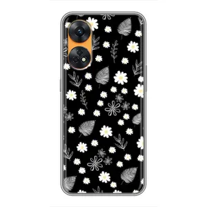 Чохли з тематикою "КВІТИ" на Oppo Reno 8T (цвітіння на чорному)