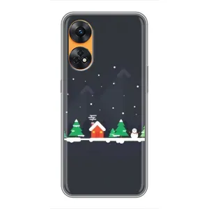 Силіконовий бампер на різдво для Oppo Reno 8T (Місто зимове)