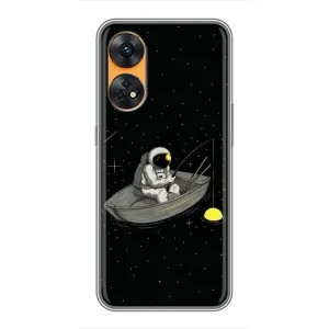 Силиконовый Чехол с принтом "Космонавты" на Oppo Reno 8T (Космонавт на рыбалке)