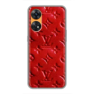 Текстурный Чехол Louis Vuitton для Оппо Рено 8Т (Красный ЛВ)