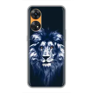Чехол с картинкой на Oppo Reno 8T (Лев - синий)