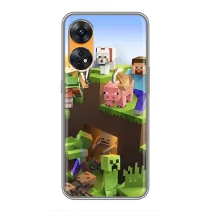 Чехлы для Oppo Reno 8T (Персонажи Майн Крафт) (Майн-крафт)