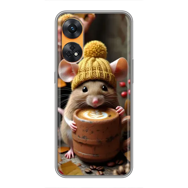 Чехол с рисунком «Мышка с кофе» для OPPO Reno 8T Чехол с рисунком «Мышка с кофе» для OPPO Reno 8T