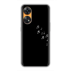 Чехол с картинками на черном фоне для Oppo Reno 8T (Ноты)
