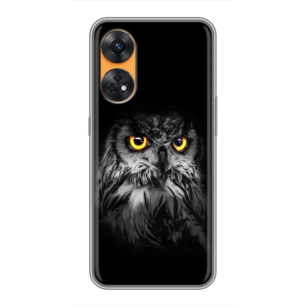 Чехол с рисунком «Сова на чёрном» для OPPO Reno 8T Чехол с рисунком «Сова на чёрном» для OPPO Reno 8T
