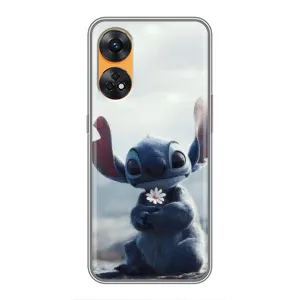 Чехол с рисунком Стич для OPPO Reno 8T (Стич с цветочком)