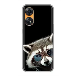 Силиконовый Чехол с Енотами на Oppo Reno 8T (Стильный Енот)