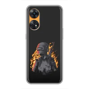 Силиконовый чехол с картинкой "Герой Pubg" на Oppo Reno 8T (В огне)