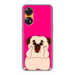 Чехол (ТПУ) Милые собачки для Oppo Reno 8T (Веселый Мопсик)