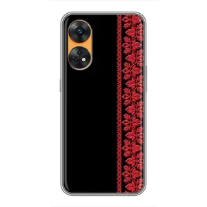 Силиконовый Чехол на Oppo Reno 8T с картинкой Вышиванки (Вышиванка на черном)