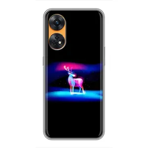 Силиконовый бампер с картинкой животных для Oppo Reno 8T (Яркий олень)
