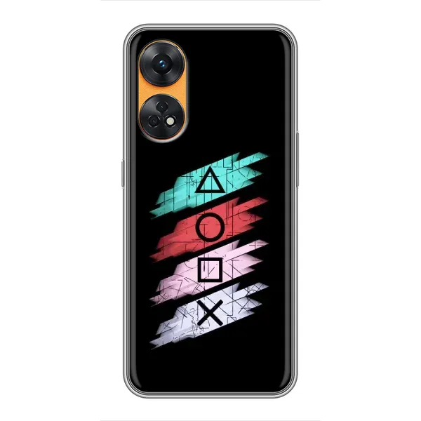 Чехол с рисунком «Значки Sony» для OPPO Reno 8T Чехол с рисунком «Значки Sony» для OPPO Reno 8T